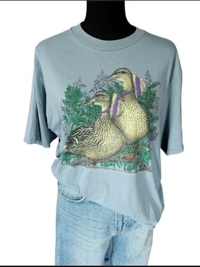 Vintage 90s Wildlife Duck Cottagecore Tee shirt Sz L